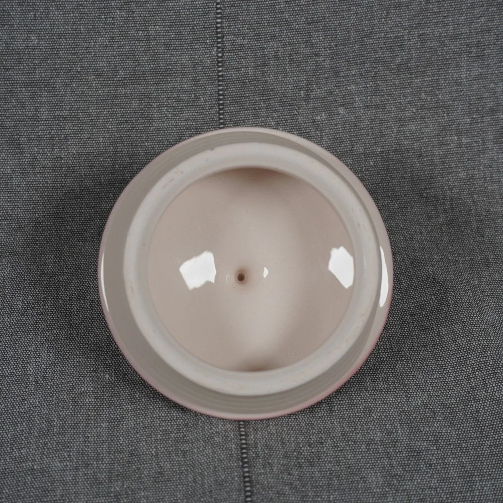 Terramoto Ceramic Replacement Lid For Pink White‎ Striped Canister Jar